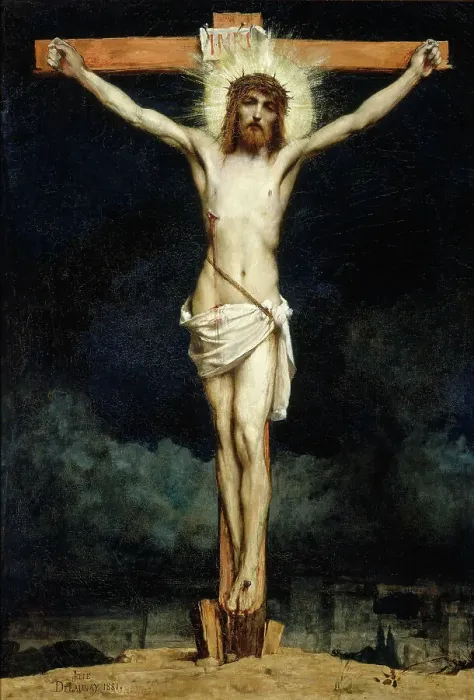 Framed Print : Christ on the cross, 1881. Creator: Jules Elie Delaunay Framed Print : Christ on the cross, 1881. Creator: Jules Elie Delaunay