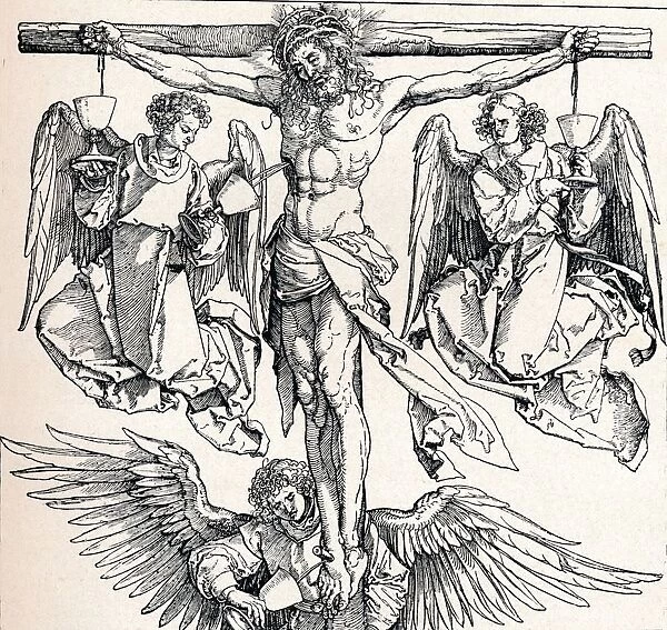 Christ on the Cross with Three Angels, 1523-1525 (1906). Artist: Albrecht Durer