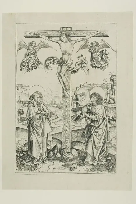Framed Print : Christ on the Cross With Two Angels, c.1481. Creator: Master AG Framed Print : Christ on the Cross With Two Angels, c.1481. Creator: Master AG