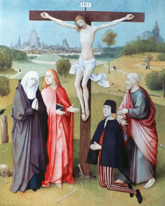 Framed Print : Christ on the Cross with Donors and Saints, c1480-1516. Artist: Hieronymus Bosch Framed Print : Christ on the Cross with Donors and Saints, c1480-1516. Artist: Hieronymus Bosch