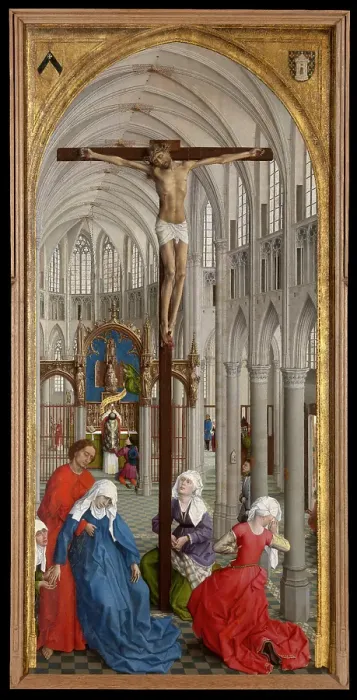 Framed Print : Christ on the Cross and the Eucharist, 1440-1445. Creator: Rogier Van der Weyden Framed Print : Christ on the Cross and the Eucharist, 1440-1445. Creator: Rogier Van der Weyden