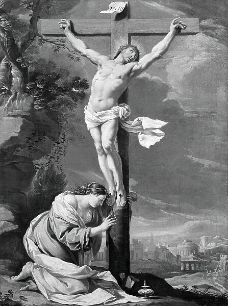 Christ on the Cross with Mary Magdalene, 1640  /  50. Creator: Simon Vouet