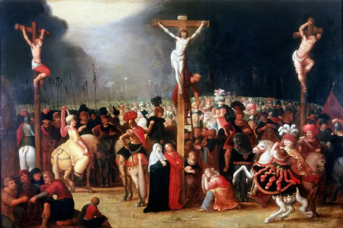 Framed Print : Christ on the Cross between the two Thieves, 17th century. Artist: Frans Francken II Framed Print : Christ on the Cross between the two Thieves, 17th century. Artist: Frans Francken II