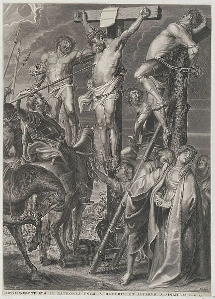 Christ on the cross between the two thieves, ca. 1631. Creator: Anon