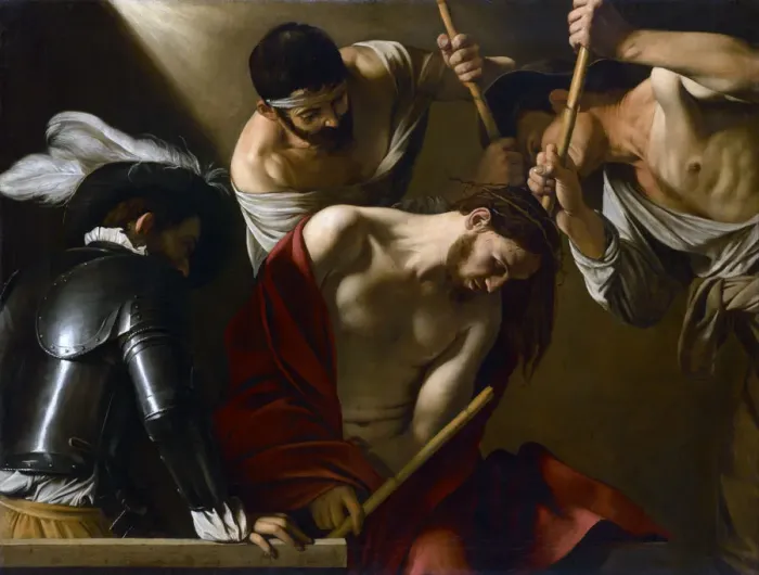 Framed Print : Christ Crowned with Thorns, 1603-1604. Artist: Caravaggio, Michelangelo (1571-1610) Framed Print : Christ Crowned with Thorns, 1603-1604. Artist: Caravaggio, Michelangelo (1571-1610)