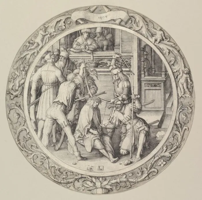 Framed Print : Christ Crowned with Thorns, from the Circular Passion, 1509. Creator: Lucas van Leyden Framed Print : Christ Crowned with Thorns, from the Circular Passion, 1509. Creator: Lucas van Leyden