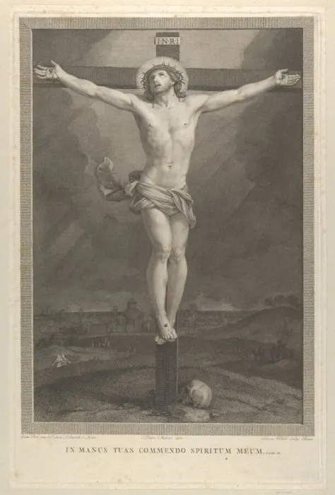 Framed Print : Christ crucified on the cross, a skull at the base, ca. 1770-1803 Framed Print : Christ crucified on the cross, a skull at the base, ca. 1770-1803