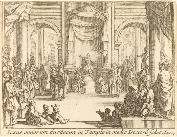Framed Print : Christ Disputing with the Doctors, 1635. Creator: Jacques Callot Framed Print : Christ Disputing with the Doctors, 1635. Creator: Jacques Callot
