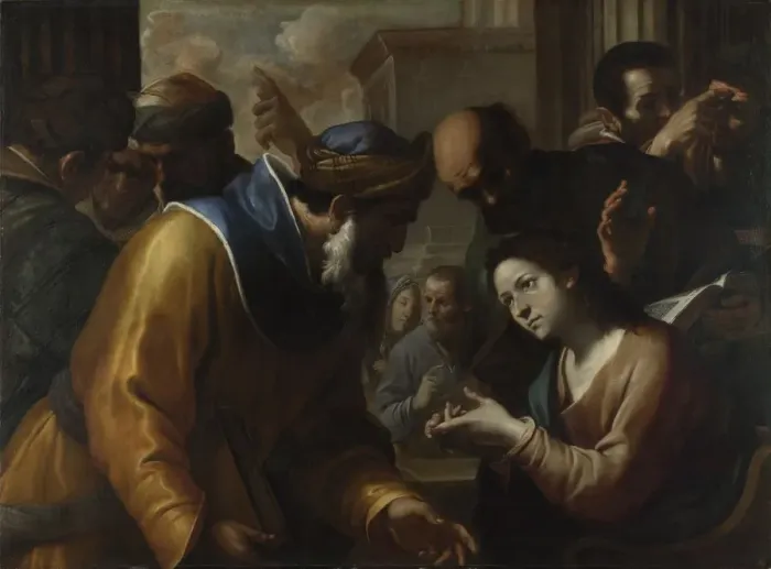 Framed Print : Christ disputing with the Doctors, 1660s. Artist: Preti, Gregorio (1603-1672)