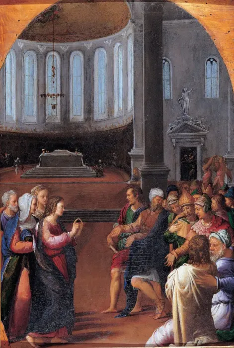 Framed Print : Christ among the Doctors, 1550. Artist: Filippi, Camillo (1500-1574) Framed Print : Christ among the Doctors, 1550. Artist: Filippi, Camillo (1500-1574)