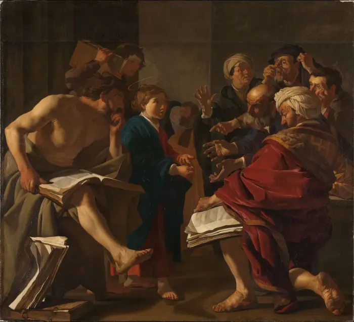 Framed Print : Christ among the Doctors, 1622. Creator: Baburen, Dirck (Theodor), van (1595-1624) Framed Print : Christ among the Doctors, 1622. Creator: Baburen, Dirck (Theodor), van (1595-1624)