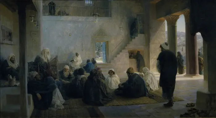 Framed Print : Christ among the Doctors, 1896. Artist: Polenov, Vasili Dmitrievich (1844-1927) Framed Print : Christ among the Doctors, 1896. Artist: Polenov, Vasili Dmitrievich (1844-1927)