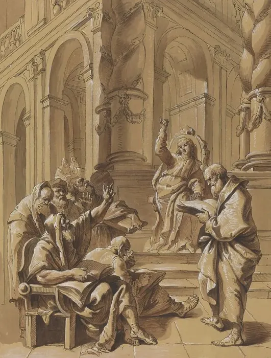 Framed Print : Christ among the Doctors, 18th century. Creator: Francesco Fontebasso Framed Print : Christ among the Doctors, 18th century. Creator: Francesco Fontebasso