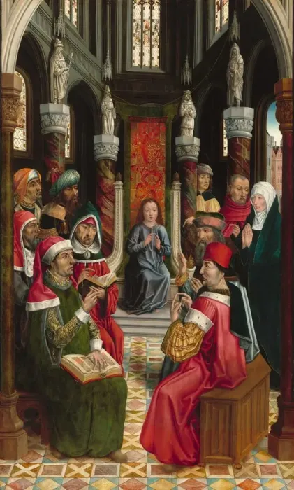 Framed Print : Christ among the Doctors, c. 1495 / 1497. Creator: Master of the Catholic Kings Framed Print : Christ among the Doctors, c. 1495 / 1497. Creator: Master of the Catholic Kings
