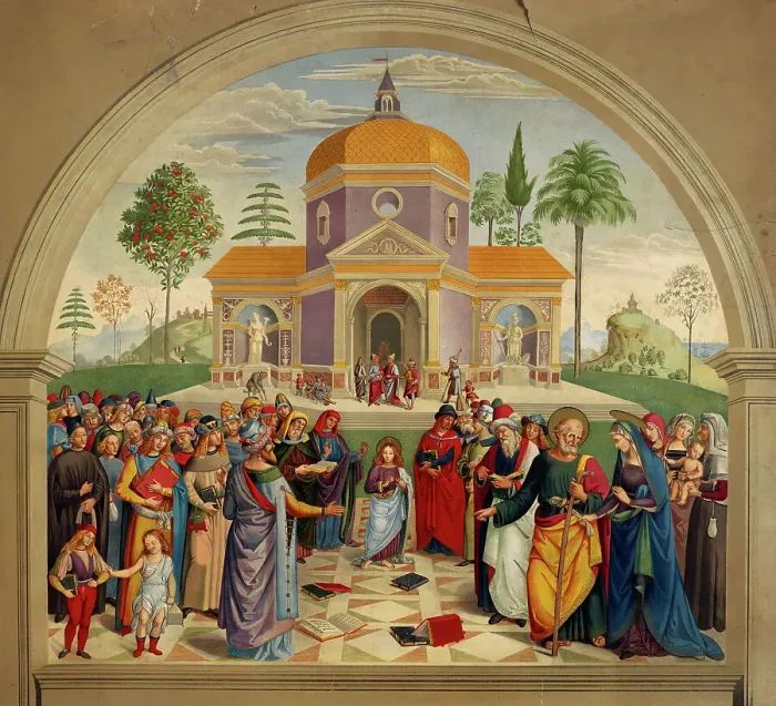 Framed Print : Christ among the doctors, c1865. Creator: Bernardino Pinturicchio Framed Print : Christ among the doctors, c1865. Creator: Bernardino Pinturicchio
