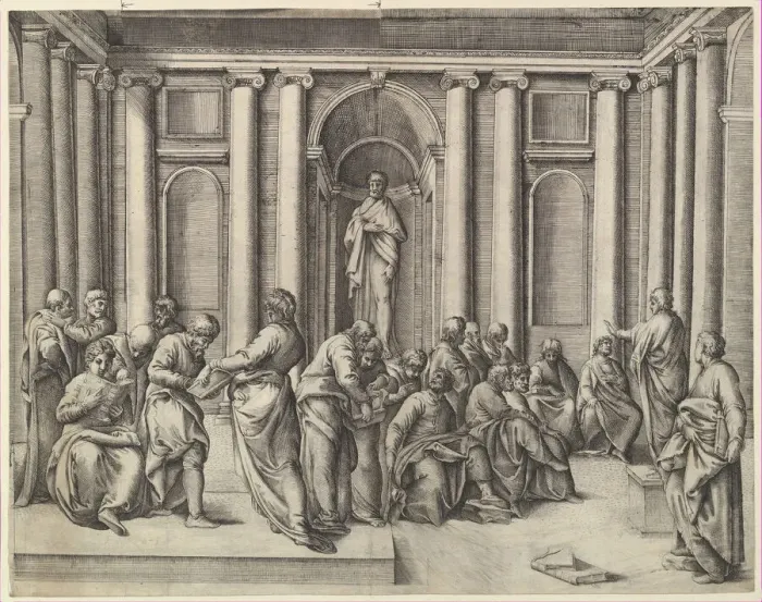 Framed Print : Christ among the Doctors, ca. 1540-45. Creator: Battista Franco Veneziano Framed Print : Christ among the Doctors, ca. 1540-45. Creator: Battista Franco Veneziano