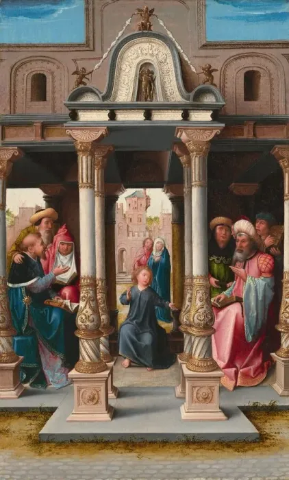 Framed Print : Christ among the Doctors [obverse], c. 1513. Creator: Bernaert van Orley