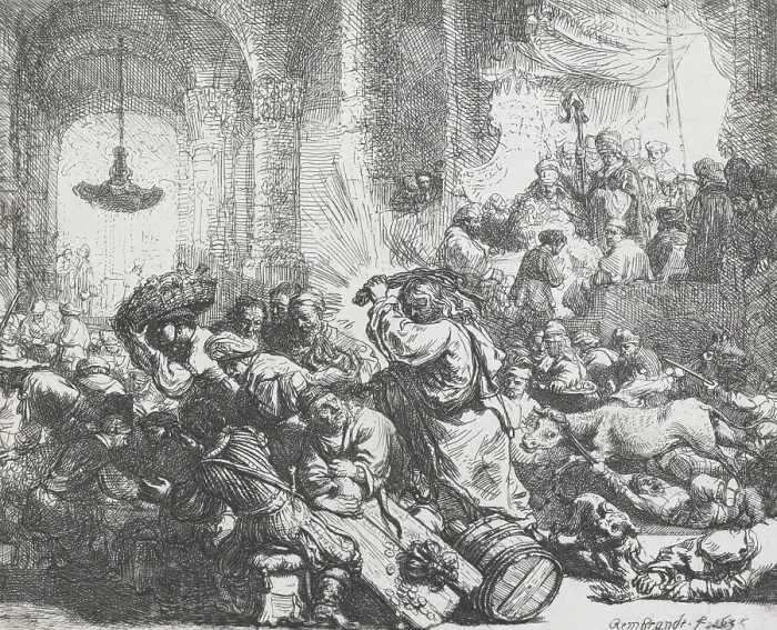 Framed Print : Christ driving the money changers from the Temple, 1635. Creator: Rembrandt Harmensz van Rijn Framed Print : Christ driving the money changers from the Temple, 1635. Creator: Rembrandt Harmensz van Rijn