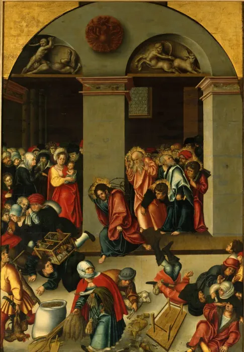 Framed Print : Christ Driving the Money Changers from the Temple, c. 1510 Framed Print : Christ Driving the Money Changers from the Temple, c. 1510