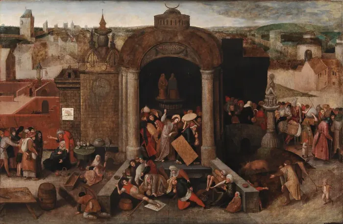 Framed Print : Christ Driving the Traders from the Temple, after 1569. Artist: Bruegel (Brueghel), Pieter, the Elder (ca 1525-1569) Framed Print : Christ Driving the Traders from the Temple, after 1569. Artist: Bruegel (Brueghel), Pieter, the Elder (ca 1525-1569)