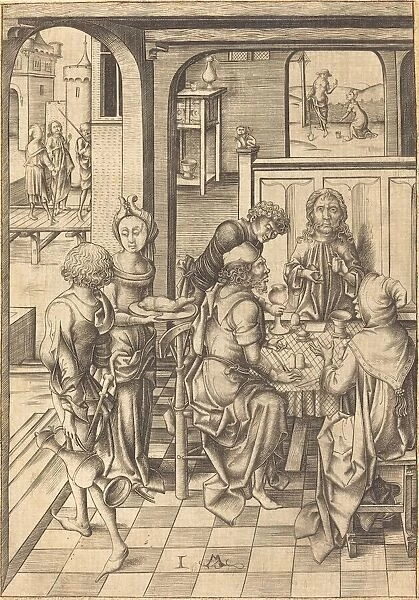 Christ at Emmaus, c. 1480. Creator: Israhel van Meckenem