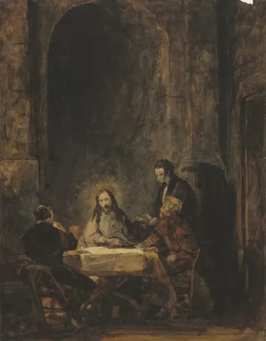 Framed Print : Christ at Emmaus. Creator: Benjamin West (American, 1738-1820), attributed to Framed Print : Christ at Emmaus. Creator: Benjamin West (American, 1738-1820), attributed to