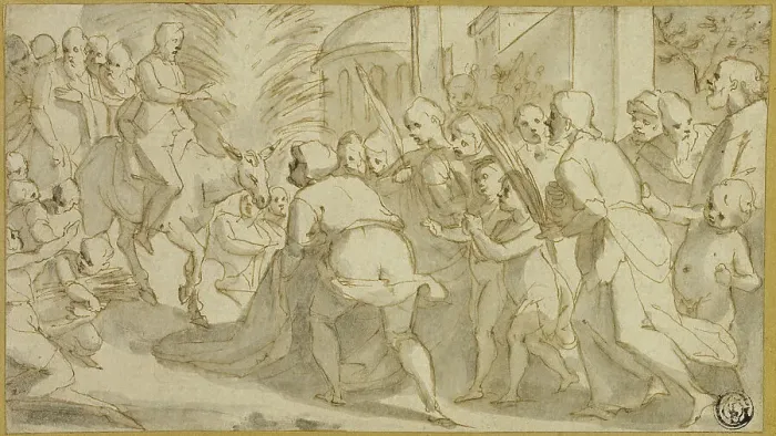 Framed Print : Christ Entering Jerusalem, 1595 / 99. Creator: Andrea Boscoli Framed Print : Christ Entering Jerusalem, 1595 / 99. Creator: Andrea Boscoli