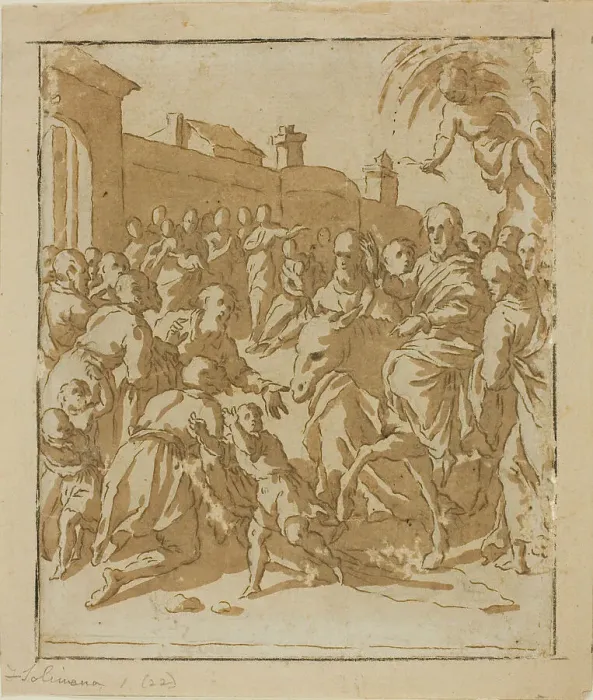 Framed Print : Christ Entering Jerusalem, 1600 / 10. Creator: Marcantonio Bassetti Framed Print : Christ Entering Jerusalem, 1600 / 10. Creator: Marcantonio Bassetti
