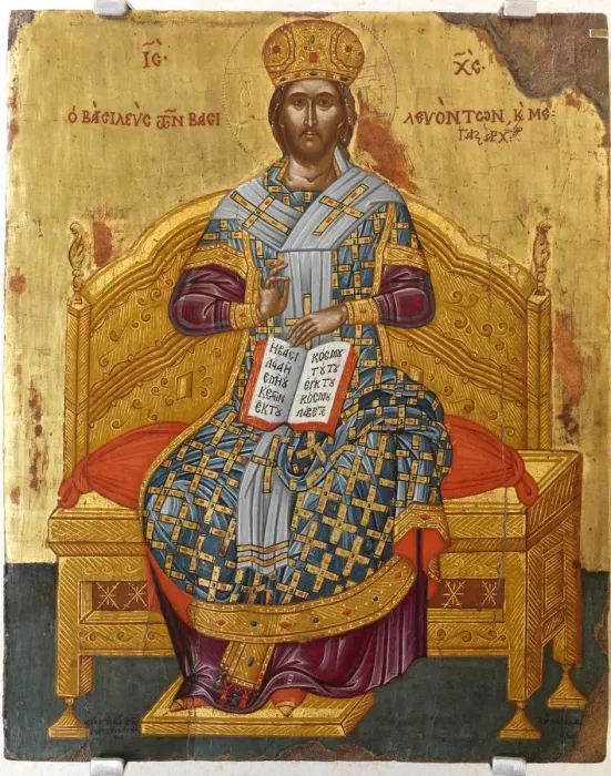 Framed Print : Christ Enthroned (Saviour of the World), 18th century. Artist: Russian icon Framed Print : Christ Enthroned (Saviour of the World), 18th century. Artist: Russian icon