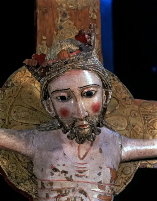 Framed Print : Detail of the Christ of Escunhau, carving in polychromed wood Framed Print : Detail of the Christ of Escunhau, carving in polychromed wood