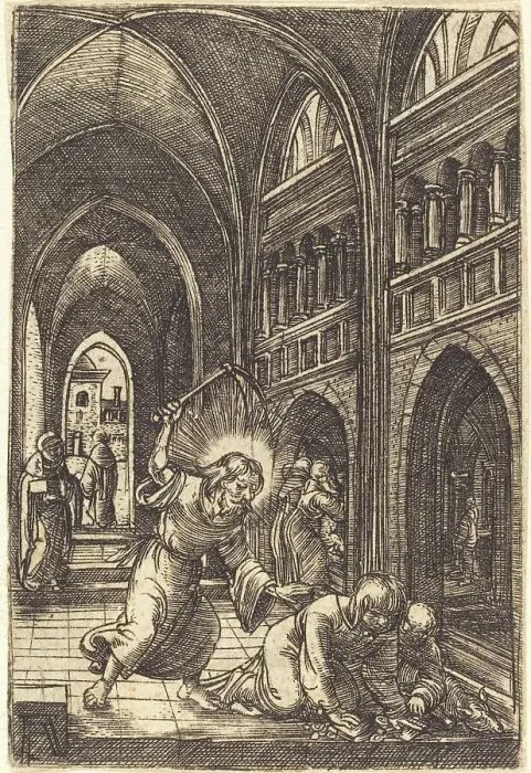 Framed Print : Christ Expelling the Money Changers, c. 1519. Creator: Albrecht Altdorfer Framed Print : Christ Expelling the Money Changers, c. 1519. Creator: Albrecht Altdorfer