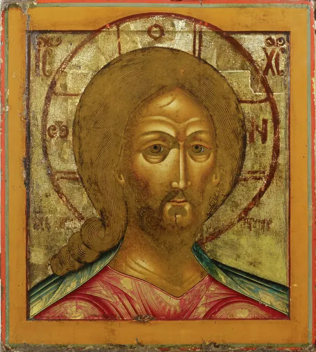 Framed Print : Christ-Fiery look, Russian icon, 1700-1799. Creator: Unknown