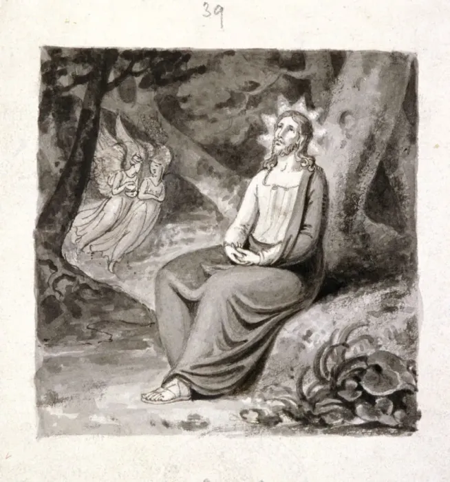 Framed Print : Christ in the Garden with Angels, 19th century. Artist: Corbould Family Framed Print : Christ in the Garden with Angels, 19th century. Artist: Corbould Family