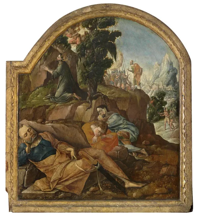 Framed Print : Christ at the Garden of Gethsemane at the Mount of Olives, 1544. Creator: Anon Framed Print : Christ at the Garden of Gethsemane at the Mount of Olives, 1544. Creator: Anon