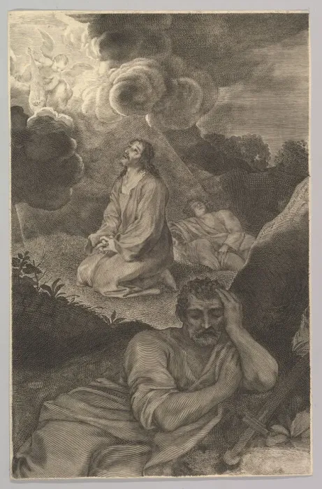 Framed Print : Christ in the Garden of Olives, 17th century. Creator: Claude Mellan Framed Print : Christ in the Garden of Olives, 17th century. Creator: Claude Mellan