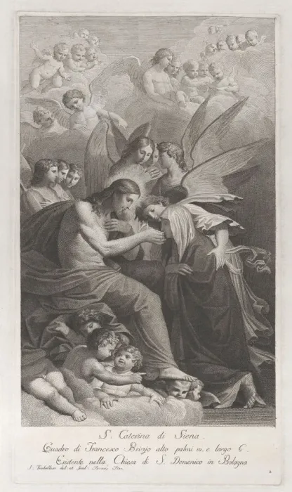 Framed Print : Christ giving the Sacred Host to the kneeling Saint Catherine of Siena... 1750-1812 Framed Print : Christ giving the Sacred Host to the kneeling Saint Catherine of Siena... 1750-1812