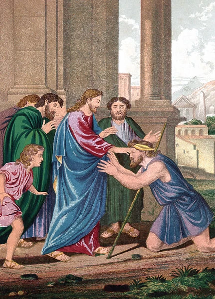 Christ giving sight to the man born blind, mid 19th century