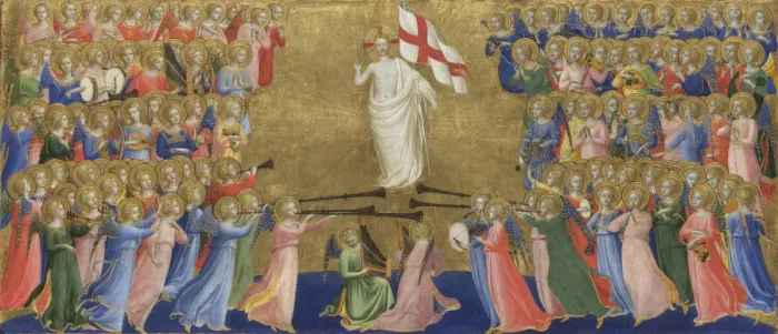Framed Print : Christ Glorified in the Court of Heaven (Panel from Fiesole San Domenico Altarpiece), c. 1423-1424. Artist: Angelico, Fra Giovanni, da Fiesole (ca. 1400-1455) Framed Print : Christ Glorified in the Court of Heaven (Panel from Fiesole San Domenico Altarpiece), c. 1423-1424. Artist: Angelico, Fra Giovanni, da Fiesole (ca. 1400-1455)
