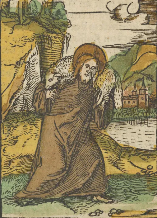 Framed Print : Christ as Good Shepherd, from Das Plenarium, 1517. Creator Framed Print : Christ as Good Shepherd, from Das Plenarium, 1517. Creator