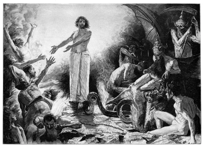 Framed Print : Christ in Hades, 1899. Artist: JF Weber Framed Print : Christ in Hades, 1899. Artist: JF Weber