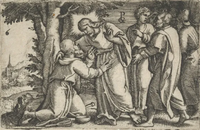 Framed Print : Christ Healing the Leper, from The Story of Christ, 1534-35. Creator: Georg Pencz Framed Print : Christ Healing the Leper, from The Story of Christ, 1534-35. Creator: Georg Pencz