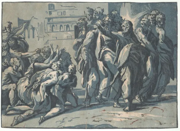 Framed Print : Christ healing the Lepers, 1540-50. 1540-50. Creator: Niccolo Vicentino Framed Print : Christ healing the Lepers, 1540-50. 1540-50. Creator: Niccolo Vicentino