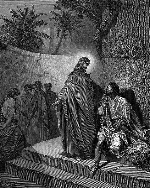 Christ healing the man sick of the palsy, 1866. Artist: Gustave Dore