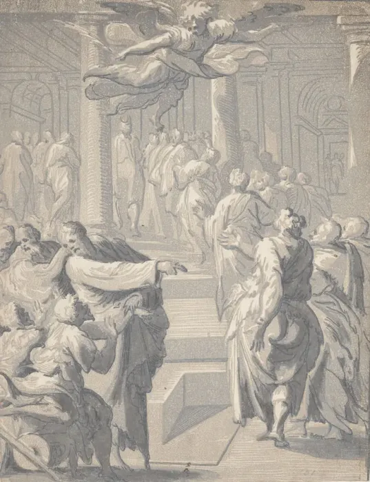 Framed Print : Christ healing the paralytic, 1540-50. 1540-50. Creator: Niccolo Vicentino Framed Print : Christ healing the paralytic, 1540-50. 1540-50. Creator: Niccolo Vicentino