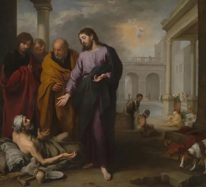 Framed Print : Christ healing the Paralytic at the Pool of Bethesda, 1667-1670. Artist: Murillo, Bartolome Esteban (1617-1682) Framed Print : Christ healing the Paralytic at the Pool of Bethesda, 1667-1670. Artist: Murillo, Bartolome Esteban (1617-1682)