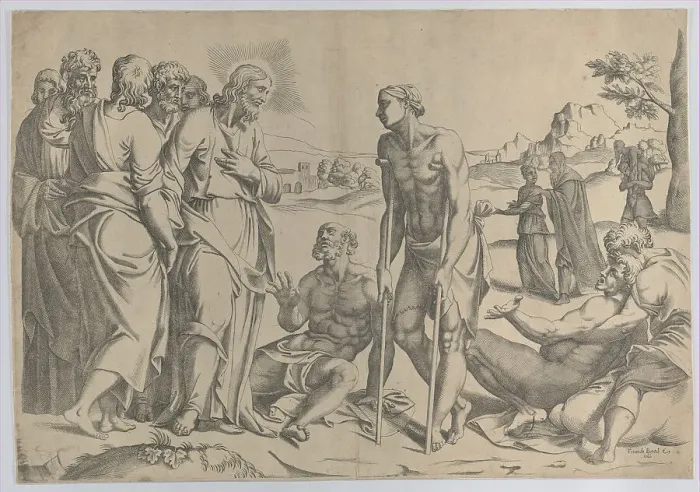 Framed Print : Christ healing the sick, 1566. Creator: Anon Framed Print : Christ healing the sick, 1566. Creator: Anon