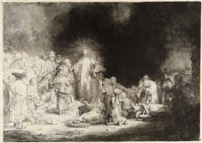 Framed Print : Christ healing the sick (The Hundred Guilder Print). Artist: Rembrandt van Rhijn (1606-1669) Framed Print : Christ healing the sick (The Hundred Guilder Print). Artist: Rembrandt van Rhijn (1606-1669)