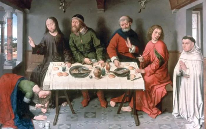 Framed Print : Christ in the House of Simon, 1440 s. Artist: Dieric Bouts Framed Print : Christ in the House of Simon, 1440 s. Artist: Dieric Bouts