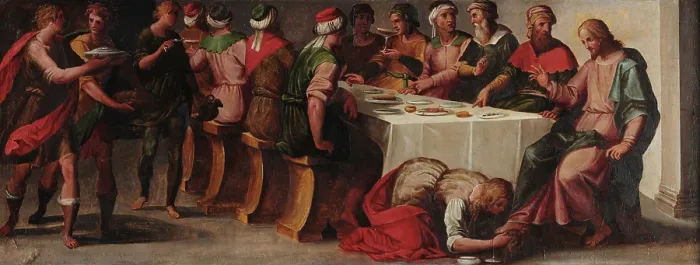 Framed Print : Christ at the house of Simon the Pharisee, c1610. Creator: Balducci, Giovanni (1560-1631) Framed Print : Christ at the house of Simon the Pharisee, c1610. Creator: Balducci, Giovanni (1560-1631)