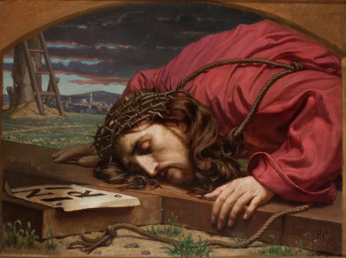 Framed Print : Christ Kissing the Cross, 1897-1898. Creator: Florian Cynk Framed Print : Christ Kissing the Cross, 1897-1898. Creator: Florian Cynk